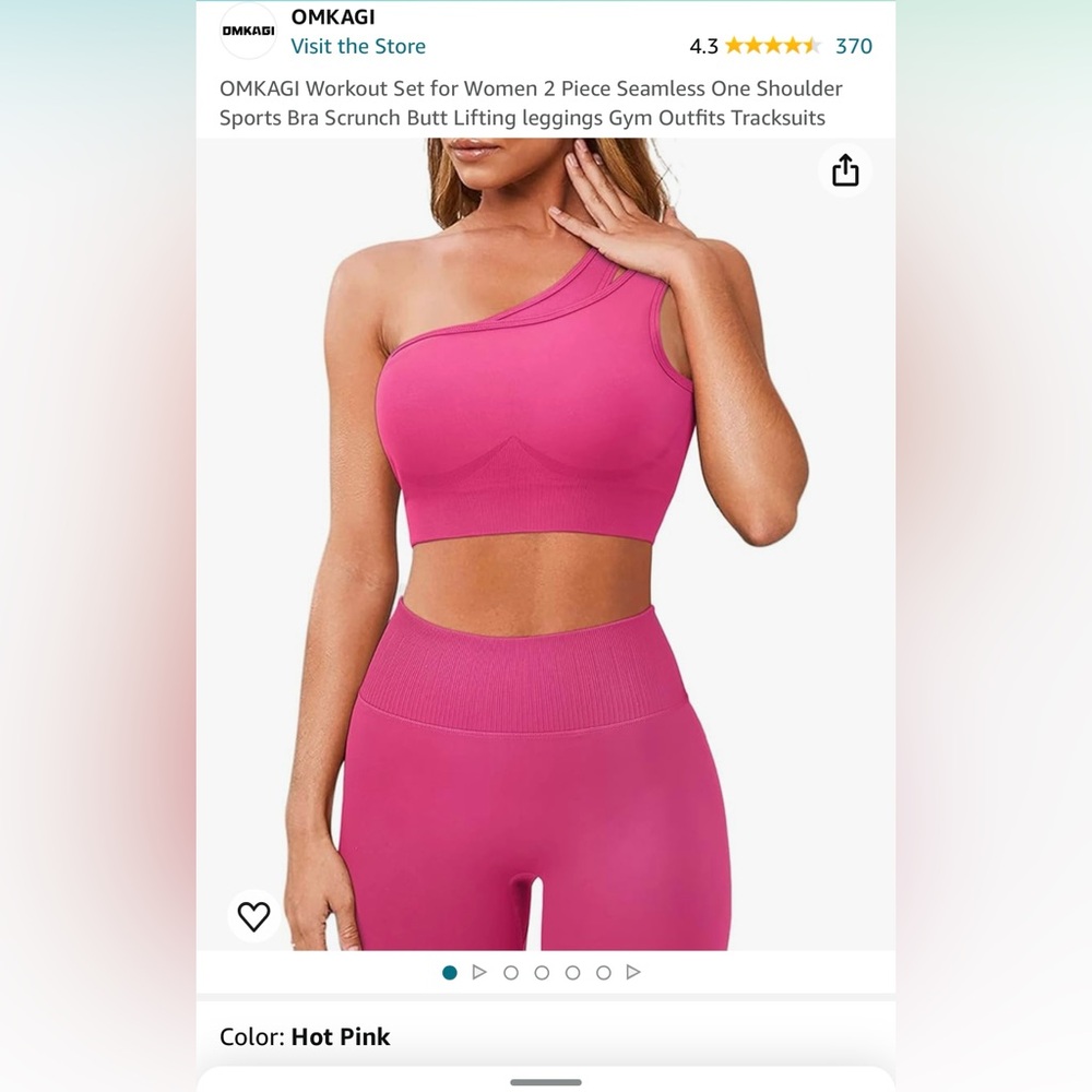 Booty lifting Two piece hot pink workout set size small